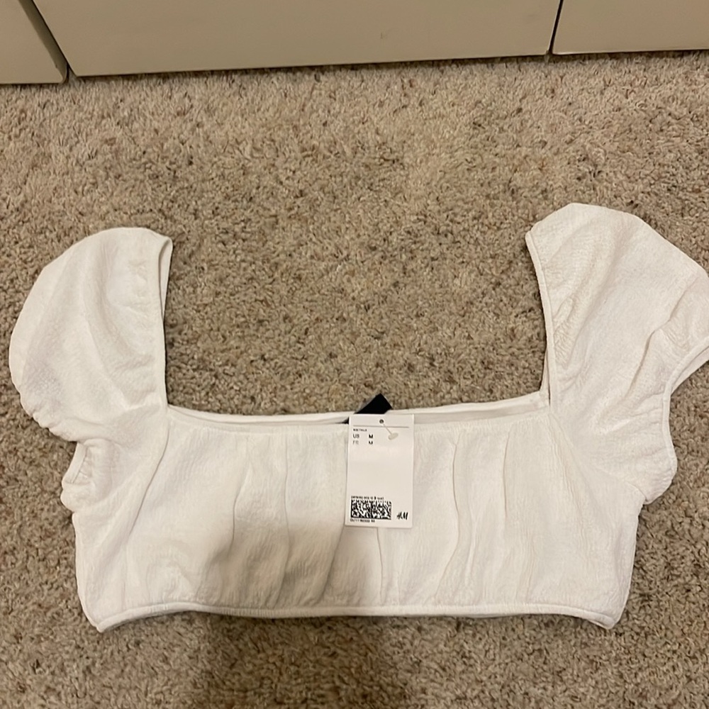 H&M White off the shoulder crop top size medium nwt #123 - Picture 5 of 5